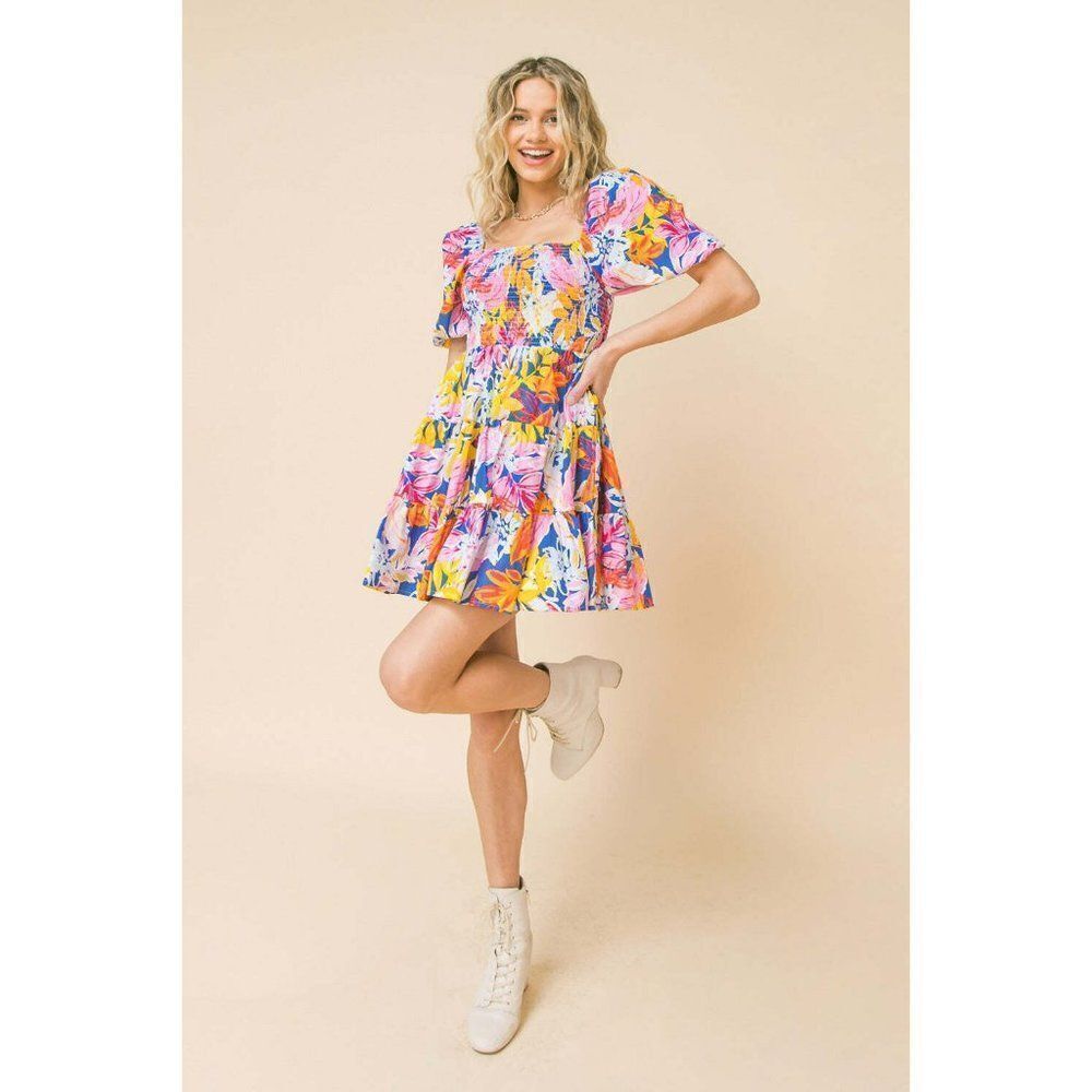 FLYING TOMATO LOVELY MEETING YOU WOVEN MINI DRESS FLORAL FLIRTY VACAY ID18744 - Picture 13 of 13